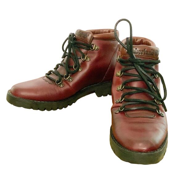 RARE VTG Timberland Oxblood Leather Alpine Size 5 M Woman Italy Hiking Boots - Picture 1 of 15